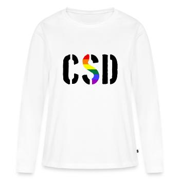CSD - Christopher Street Day - Gay - Lesbienne - T-shirt manches longues Premium bio Femme - blanc - Devant - Julia (174cm)
