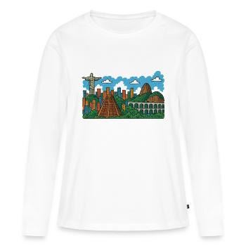 Ville de Rio de Janeiro - T-shirt manches longues Premium bio Femme - blanc - Devant - Julia (174cm)