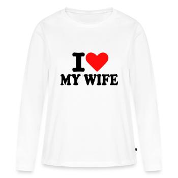 Marie - Amie - T-shirt manches longues Premium bio Femme - blanc - Devant - Julia (174cm)