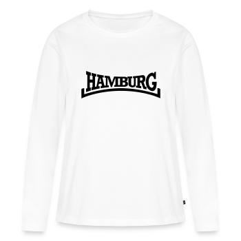 Hambourg style - T-shirt manches longues Premium bio Femme - blanc - Devant - Julia (174cm)