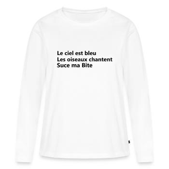 suce ma bite - T-shirt manches longues Premium bio Femme - blanc - Devant - Julia (174cm)