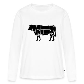 boeuf boucher_b1 - T-shirt manches longues Premium bio Femme - blanc - Devant - Julia (174cm)