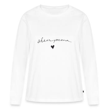AHAM PREMA- ich bin LIEBE Geschenk YOGA SANSKRIT - T-shirt manches longues Premium bio Femme - blanc - Devant - Julia (174cm)