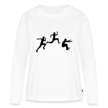 Triple saut - T-shirt manches longues Premium bio Femme - blanc - Devant - Julia (174cm)