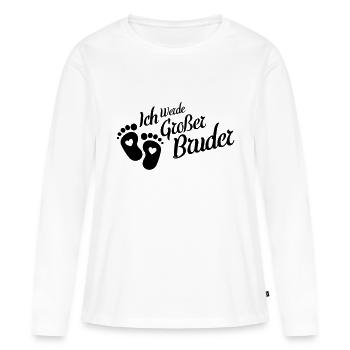 ich werde grosser bruder fussabdruck - Frauen Premium Bio Langarmshirt - Weiß - Vorne - Julia (174cm)