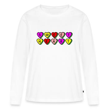 Mon petit cœur - T-shirt manches longues Premium bio Femme - blanc - Devant - Julia (174cm)