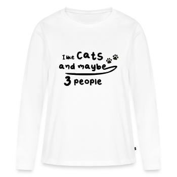 J’aime les chats chat - T-shirt manches longues Premium bio Femme - blanc - Devant - Julia (174cm)