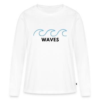 WAVES - Frauen Premium Bio Langarmshirt - Weiß - Vorne - Julia (174cm)