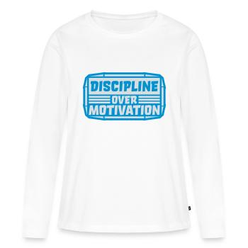 Citation de discipline sur la motivation - T-shirt manches longues Premium bio Femme - blanc - Devant - Julia (174cm)