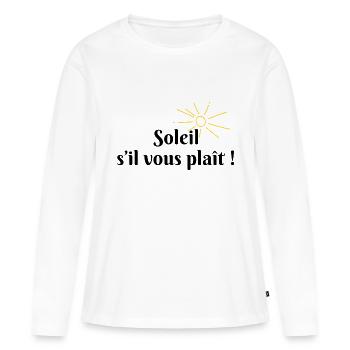 Soleil s’il vous plaît - T-shirt manches longues Premium bio Femme - blanc - Devant - Julia (174cm)
