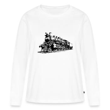 Eisenbahn Dampflok - Frauen Premium Bio Langarmshirt - Weiß - Vorne - Julia (174cm)