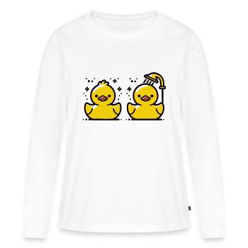 Quietscheenten Badeenten - Frauen Premium Bio Langarmshirt - Weiß - Vorne - Julia (174cm)