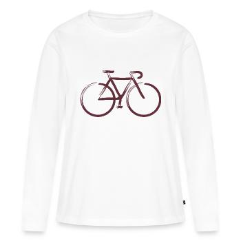 Granat-Striche - Frauen Premium Bio Langarmshirt - Weiß - Vorne - Julia (174cm)