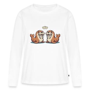 seehund love - Frauen Premium Bio Langarmshirt - Weiß - Vorne - Julia (174cm)