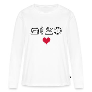 Coudre - T-shirt manches longues Premium bio Femme - blanc - Devant - Julia (174cm)