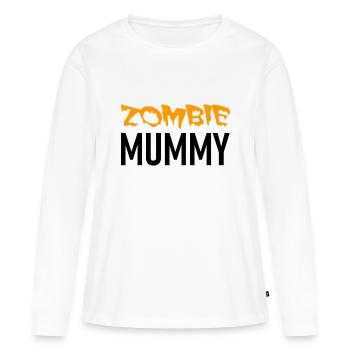 Zombie Mummy - Halloween - Kürbis - Hexe - Horror - Frauen Premium Bio Langarmshirt - Weiß - Vorne - Julia (174cm)