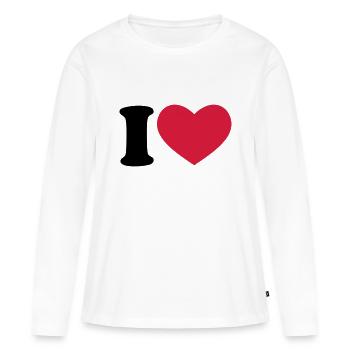 I Love / I Heart - T-shirt manches longues Premium bio Femme - blanc - Devant - Julia (174cm)