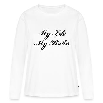 My Life My Rules - T-shirt manches longues Premium bio Femme - blanc - Devant - Julia (174cm)