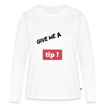 YOUTUBE-Tips - T-shirt manches longues Premium bio Femme - blanc - Devant - Julia (174cm)