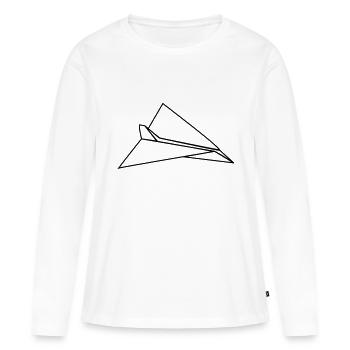 Avion en papier avion - T-shirt manches longues Premium bio Femme - blanc - Devant - Julia (174cm)
