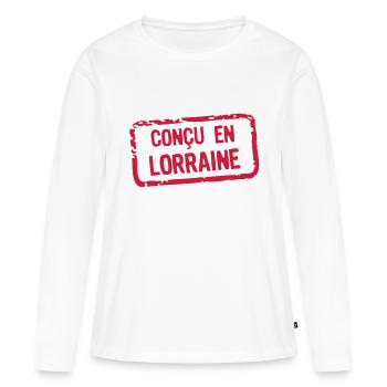 concu etiquette lorraine - T-shirt manches longues Premium bio Femme - blanc - Devant - Julia (174cm)