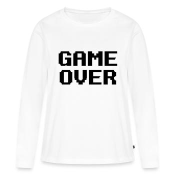 Game Over - T-shirt manches longues Premium bio Femme - blanc - Devant - Julia (174cm)