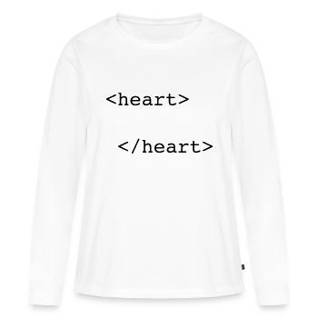 html heart - T-shirt manches longues Premium bio Femme - blanc - Devant - Julia (174cm)
