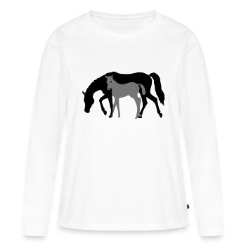 Mare and Foal Horse Design - Women's Premium Organic Long Sleeve Shirt - white - Front - Julia (174cm)