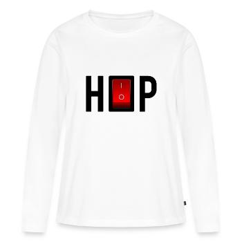 on off switch, hip hop, on off switch, rap - Women's Premium Organic Long Sleeve Shirt - white - Front - Julia (174cm)