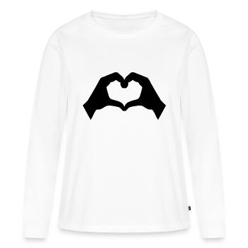 Main - T-shirt manches longues Premium bio Femme - blanc - Devant - Julia (174cm)
