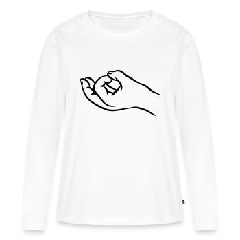 Mains trou trou du cul - T-shirt manches longues Premium bio Femme - blanc - Devant - Julia (174cm)