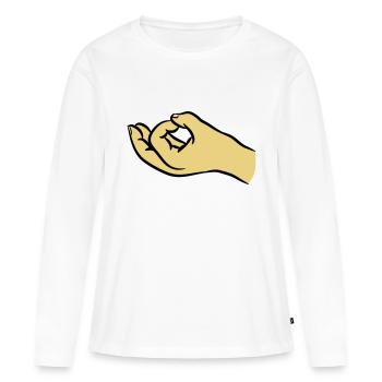 Mains trou trou du cul - T-shirt manches longues Premium bio Femme - blanc - Devant - Julia (174cm)