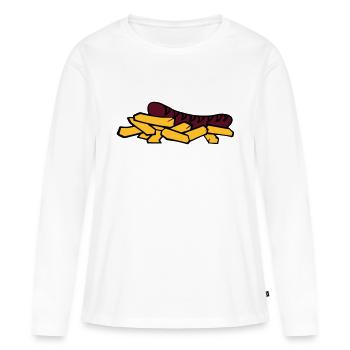 currywurst frite saucisse - T-shirt manches longues Premium bio Femme - blanc - Devant - Julia (174cm)