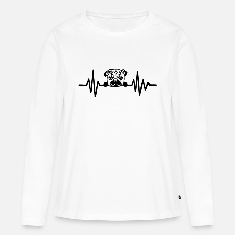 Mops - Frauen Premium Bio Langarmshirt - Weiß
