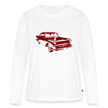 Commerçant vintage - vieille voiture - rouge - T-shirt manches longues Premium bio Femme - blanc - Devant - Julia (174cm)