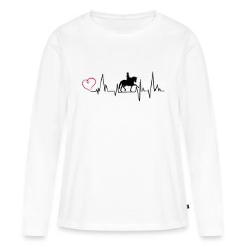 Heartbeat dressage cavalier classique coeur - T-shirt manches longues Premium bio Femme - blanc - Devant - Julia (174cm)