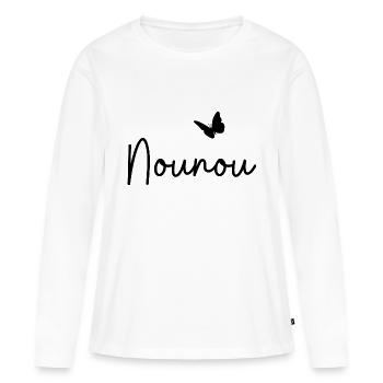 nounou - T-shirt manches longues Premium bio Femme - blanc - Devant - Julia (174cm)