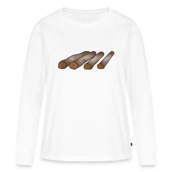 Chauffage au bois Wood Lover Cadeau - T-shirt manches longues Premium bio Femme - blanc - Devant - Julia (174cm)