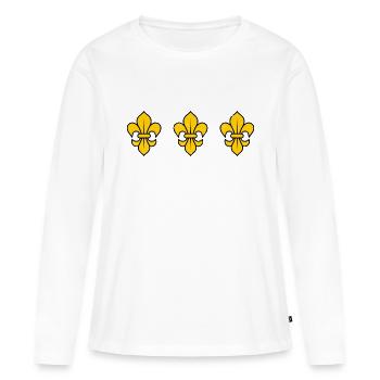 Fleur de Lys / 3 - T-shirt manches longues Premium bio Femme - blanc - Devant - Julia (174cm)