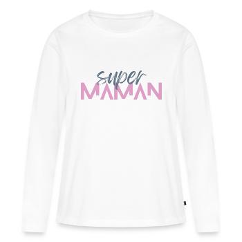 Super Maman - T-shirt manches longues Premium bio Femme - blanc - Devant - Julia (174cm)