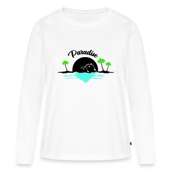sunset delfine - Frauen Premium Bio Langarmshirt - Weiß - Vorne - Julia (174cm)