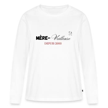 Mère veilleuse depuis 2000 - T-shirt manches longues Premium bio Femme - blanc - Devant - Julia (174cm)