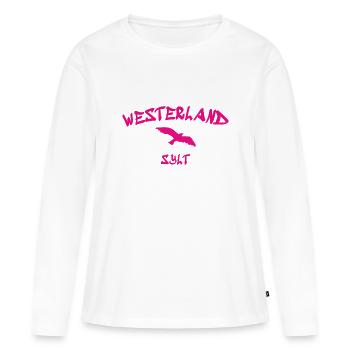 Westerland - Sylt - Mer du Nord - Ancre - Mouette - Île - T-shirt manches longues Premium bio Femme - blanc - Devant - Julia (174cm)
