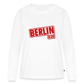 Berlin - 030 - Capitale - Allemagne - Indicatif régional - T-shirt manches longues Premium bio Femme - blanc - Devant - Julia (174cm)