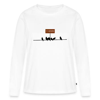 Am Hotspot kann es manchmal eng werden - Frauen Premium Bio Langarmshirt - Weiß - Vorne - Julia (174cm)