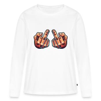 Middle Finger 2 - Women's Premium Organic Long Sleeve Shirt - white - Front - Julia (174cm)