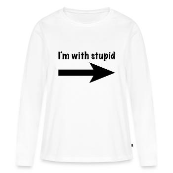 I´m with stupid - Women's Premium Organic Long Sleeve Shirt - white - Front - Julia (174cm)