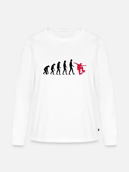 Skater Evolution - Skateboard - Skating - Geschenk - Frauen Premium Bio Langarmshirt - Weiß