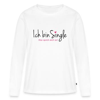 single - Frauen Premium Bio Langarmshirt - Weiß - Vorne - Julia (174cm)