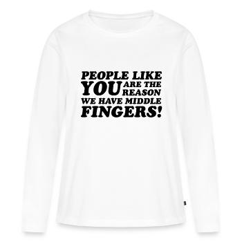 Middle Fingers - Women's Premium Organic Long Sleeve Shirt - white - Front - Julia (174cm)